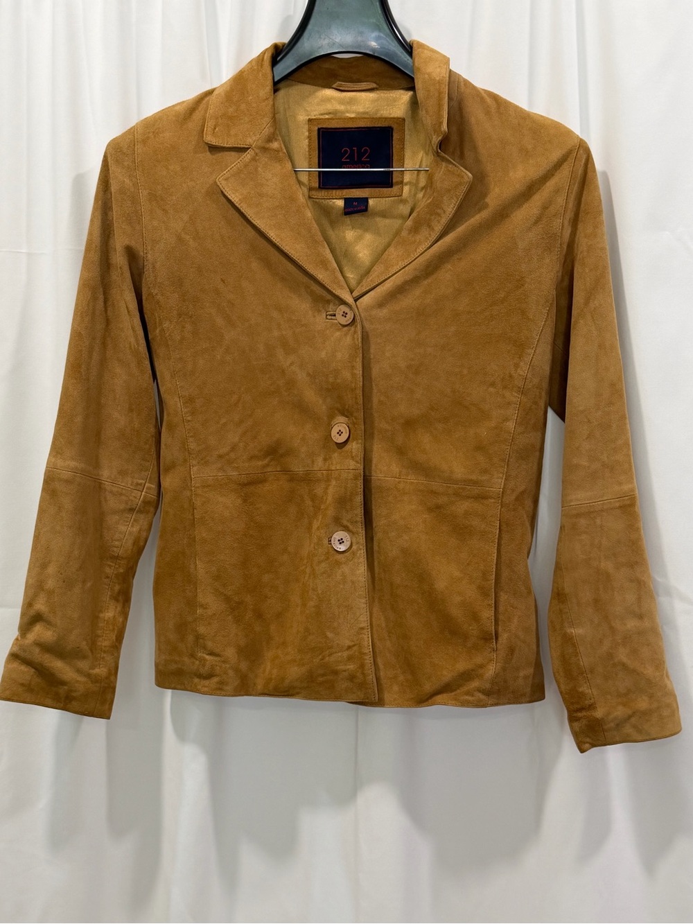 212 America Genuine Suede Leather Jacket Tan Camel Size M
